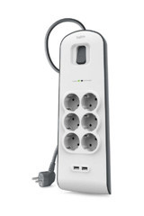 Belkin Bsv604Vf2M 6'lı Soket 2 metre 2'li USB Kablolu Çiftli 650 J Akım Korumalı Priz