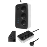 Daytona Mg-103 4'lü Soket 2 metre 3'lü USB Kablolu Çiftli Akım Korumalı Priz