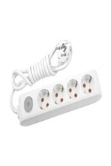 Vi̇ko Multi-Let 3500 W Kalın Topraklı Anahtarlı 4'lü 2 m Uzatma Kablolu Priz Beyaz