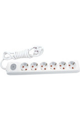 Vi̇ko Multi-Let 3500 W Kalın Topraklı Anahtarlı 6'lı 2 m Uzatma Kablolu Priz Beyaz