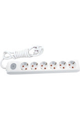 Vi̇ko Multi-Let 3500 W Kalın Topraklı Anahtarlı 6'lı 3 m Uzatma Kablolu Priz Beyaz