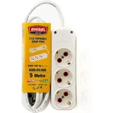 Amiral 250 W Kalın Topraklı Anahtarlı 3'lü 2 m Uzatma Kablolu Priz Beyaz