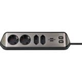 Brennenstuhl Estilo 250 W Kalın Topraklı Akım Korumalı 3'lü 2 m USB Uzatma Kablolu Priz Siyah