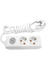Vi̇ko Multi-Let 3500 W Kalın Topraklı Anahtarlı 2'li 3 m Uzatma Kablolu Priz Beyaz