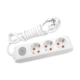 Viko Multi-Let 3500 W Kalın Topraklı Anahtarlı 3'lü 5 m Uzatma Kablolu Priz Beyaz