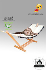 Kedigram Hamaklı Dış Mekan-İç Mekan Kedi Evi Ahşap Rengi