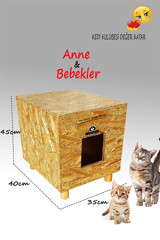 Lüks Anne ve Bebekler Dikdörtgen Su Geçirmez Dış Mekan Kedi Evi Ahşap Rengi