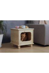 Naturbird Kare İç Mekan Kedi Evi Ahşap Rengi