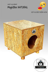 Magicbox Magicbox Natural Dikdörtgen Su Geçirmez Dış Mekan Kedi Evi Ahşap Rengi