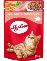My Love Pouch Tavşan Parça Etli-Soslu Yaş Kedi Maması 24x100 gr