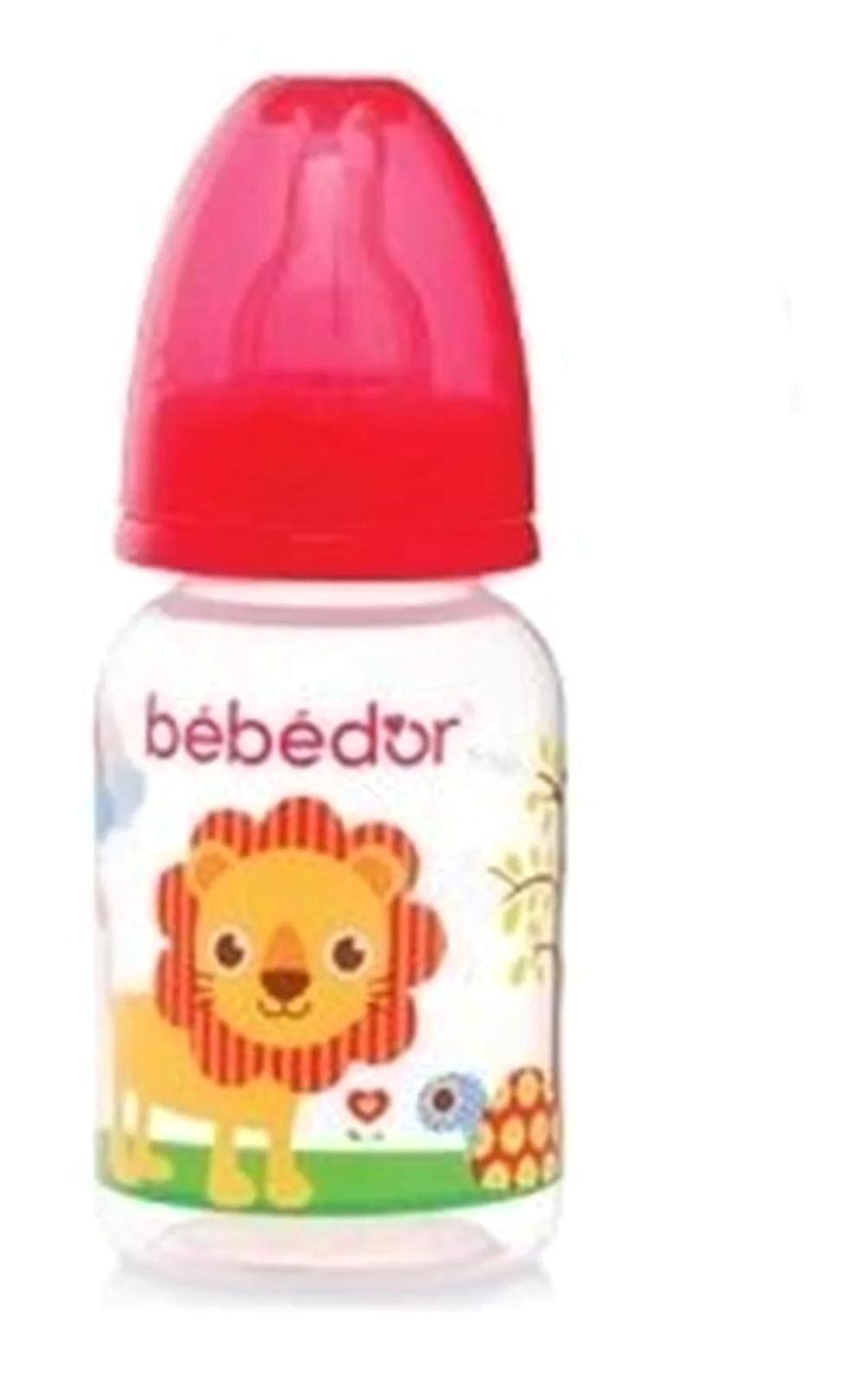 Bebedor 23302 Plastik 0-6 Ay Desenli Şeffaf Damaklı Biberon Seti 125 ml