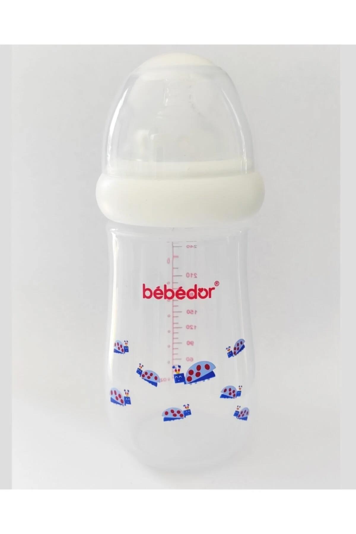 Bebedor 98322 Polipropilen Yavaş Akışlı 3+ Ay Desenli Şeffaf Damaklı Biberon Seti 260 ml