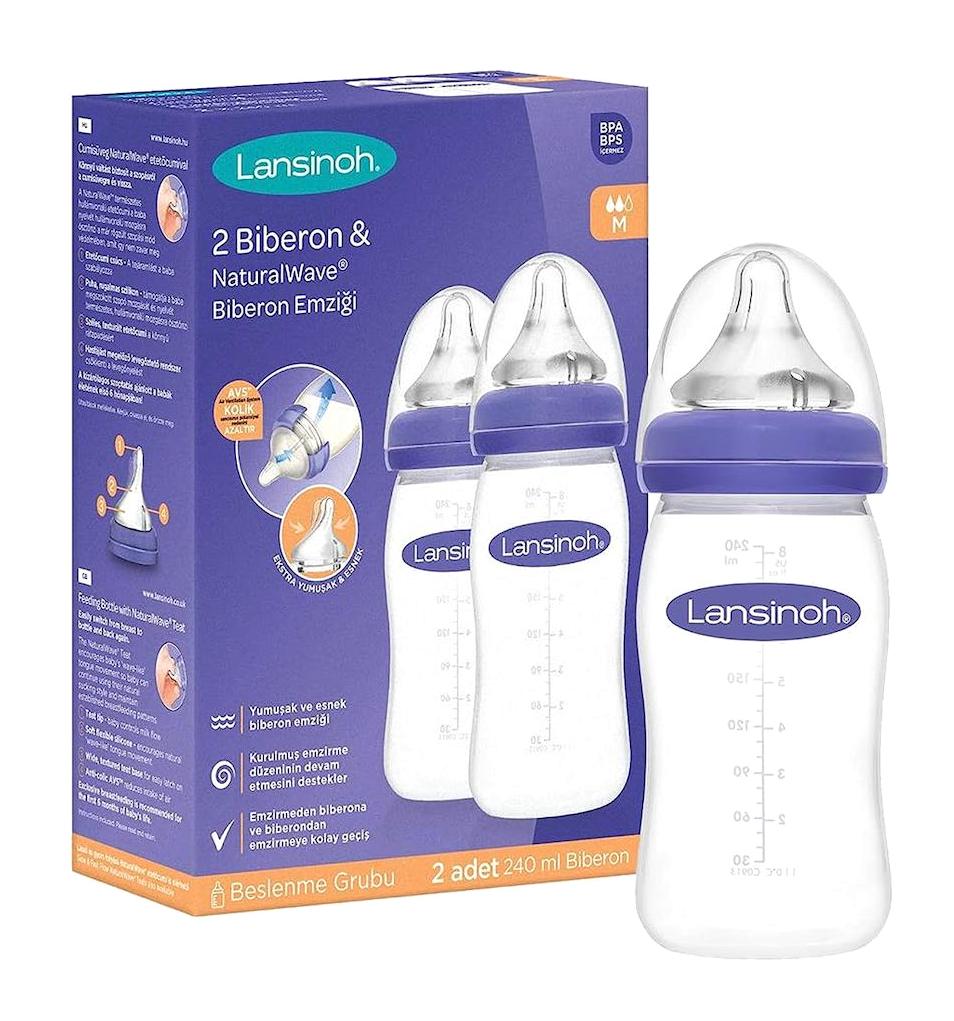 Lansinoh Ib29678 Cam Gaz Yapmayan Antikolik Yenidoğan Yavaş Akışlı 0+ Ay Şeffaf Damaklı Biberon Seti 2x240 ml
