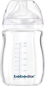 Bebedor 51301 Cam Gaz Yapmayan Antikolik 3+ Ay Şeffaf Damaklı Biberon Seti 260 ml