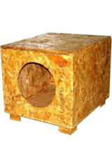 Catmozz Dikdörtgen Su Geçirmez Dış Mekan Kedi Evi Ahşap Rengi