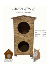 Melada Mobilya Dikdörtgen İki Katlı Su Geçirmez Dış Mekan Kedi Evi Ahşap Rengi