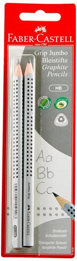 Faber-Castell Bleistifte Grip 2'li Jumbo Üçgen Siyah HB Kurşun Kalem Seti