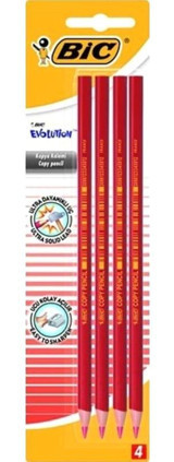Bic Evolution Extra 4'lü Yuvarlak Kırmızı Kurşun Kalem Seti