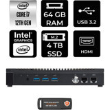 Asus PL64 PL64P350 Dahili Intel Iris Xe Graphics Intel Core i7 1255U 64 GB 4 TB FreeDos Mini Pc + Per4 USB Flash Bellek