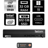 Lenovo ThinkCentre M70Q Gen 4 12E30015TRP377 Dahili Intel UHD Graphics 770 Intel Core i7 13700T 32 GB 512 GB Windows 11 Home Mini Pc + Per4 USB Flash Bellek