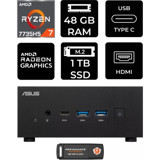 Asus ExpertCenter PN53-P343 Dahili Radeon 680M AMD Ryzen 7 7735HS 48 GB 1 TB FreeDos Mini Pc + Per4 USB Flash Bellek