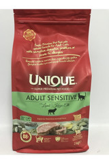 Unique Sensitive Kuzu Etli Az Tahıllı Yetişkin Kuru Kedi Maması 2 kg