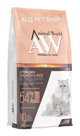 Animal World Somonlu Kısırlaştırılmış Az Tahıllı Yetişkin Kuru Kedi Maması 1.5 kg