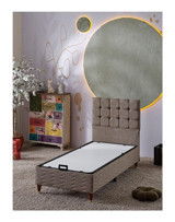 Beehanem Bengü 90x190 cm Başlıklı Sandıklı Tek Kişilik Baza Kahverengi