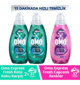 Omo Express Fresh Kötü Koku Karşıtı 2x 1480 ml + Omo Express Fresh Capcanlı Renkler 1480 ml Sıvı Detarjan
