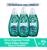 Omo Express Fresh Kötü Koku Karşıtı 37 Yıkama Beyaz Ve Renkliler Sıvı Deterjanı 3 x 1480 ml