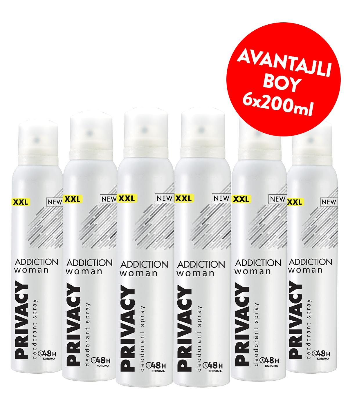 Privacy Addiction Pudrasız Ter Önleyici Sprey Kadın Deodorant 6x200 ml