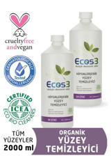 Ecos3 Organik Hipoalerjenik Yüzey Temizleyici 2x1 lt