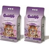 Goldlife Lavanta Kokulu Topaklanan İnce Taneli Bentonit Kedi Kumu 2x10 lt