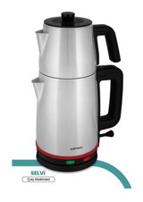 Goldmaster Selvi Çelik Demlikli 2200 W Çelik Gövdeli Gri Çay Makinesi