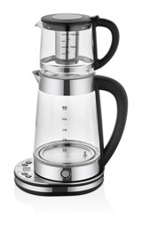 Arow Tea Maker Pro Cam Demlikli Cam Gövdeli Siyah Çay Makinesi