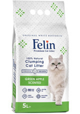 Felin Yeşil Elma Kokulu Topaklanan İnce Taneli Bentonit Kedi Kumu 5 lt