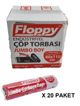Floppy Jumbo Boy 80x110 cm Çöp Poşeti 200 Adet Siyah