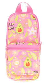 Kaukko K2422 Pembe Düz Bez Bölmeli Çift Gözlü Avakado Oval Cüzdan Kalemlik