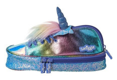 Smiggle Ayakkabı Mor Unicorn Boynuzlu Çok Renkli Düz Bez Bölmeli Tek Gözlü Cüzdan Kalemlik