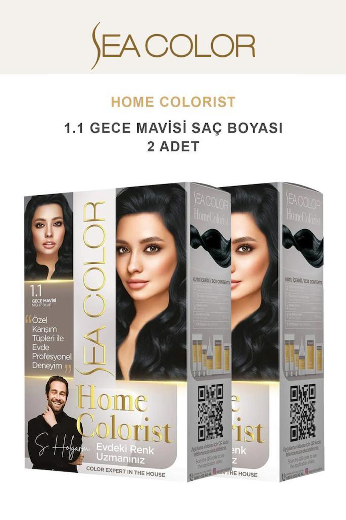Sea Color Home Colorist 1-1 Gece Mavisi Krem Saç Boyası 2x50 ml