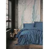 Cotton Box Elegant Pamuk-Saten 160x220 cm Lastikli Tek Kişilik Nevresim Takımı Mavi