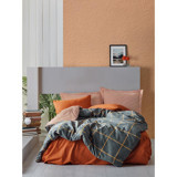 Cotton Box Pamuk 160x220 cm Lastikli Geometrik Tek Kişilik Nevresim Takımı Tarçın