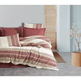 Cotton Box Pamuk 160x220 cm Lastikli Tek Kişilik Nevresim Takımı Bordo