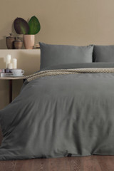 Doqu Home Pure Line Pamuk 160x220 cm Lastikli Tek Kişilik Nevresim Takımı Yeşil