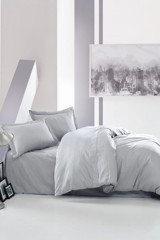 Cotton Box Elegant Pamuklu 160x220 cm Lastikli Tek Kişilik Nevresim Takımı Gri