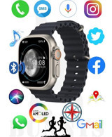 Rabbit Store Watch 8 Ultra Android GPS 49 mm Silikon Kordon Oval Unisex Akıllı Saat Koyu Mavi