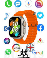 Rabbit Store Watch 8 Ultra Android GPS 49 mm Silikon Kordon Oval Unisex Akıllı Saat Turuncu