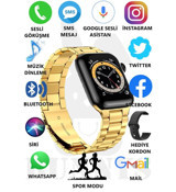 Bunnys Watch 8 Pro Android GPS 45 mm Silikon Kordon Kare Unisex Akıllı Saat Altın