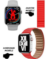 Bunnys Watch 8 Android GPS 45 mm Silikon Kordon Kare Unisex Akıllı Saat Kırmızı
