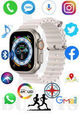 Rabbit Store Watch 8 Ultra Android GPS 49 mm Silikon Kordon Oval Unisex Akıllı Saat Beyaz